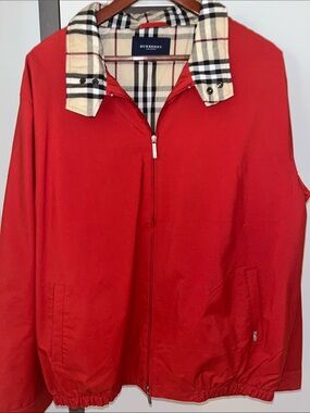 Burberry Red Jacket with Signature Check Lining Like New size XL